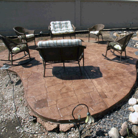 Concrete Services Patio with Cut Rocks